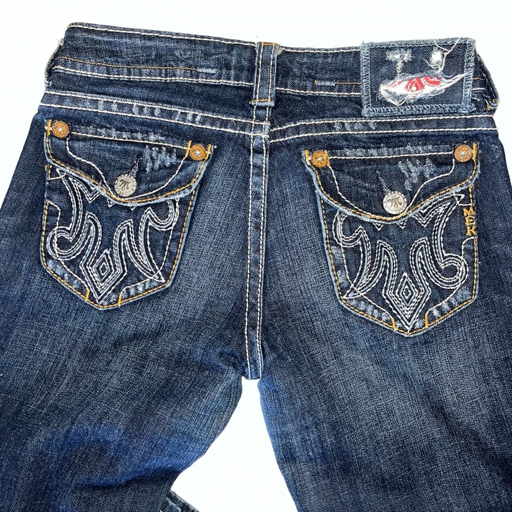 Embroidered Dark Blue Flare Jeans